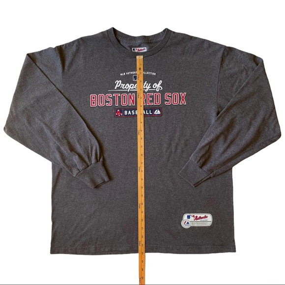 Men’s Majestic Authentic MLB Boston Red Sox Long Sleeve Tee Shirt Gray - Large - Picture 4 of 6